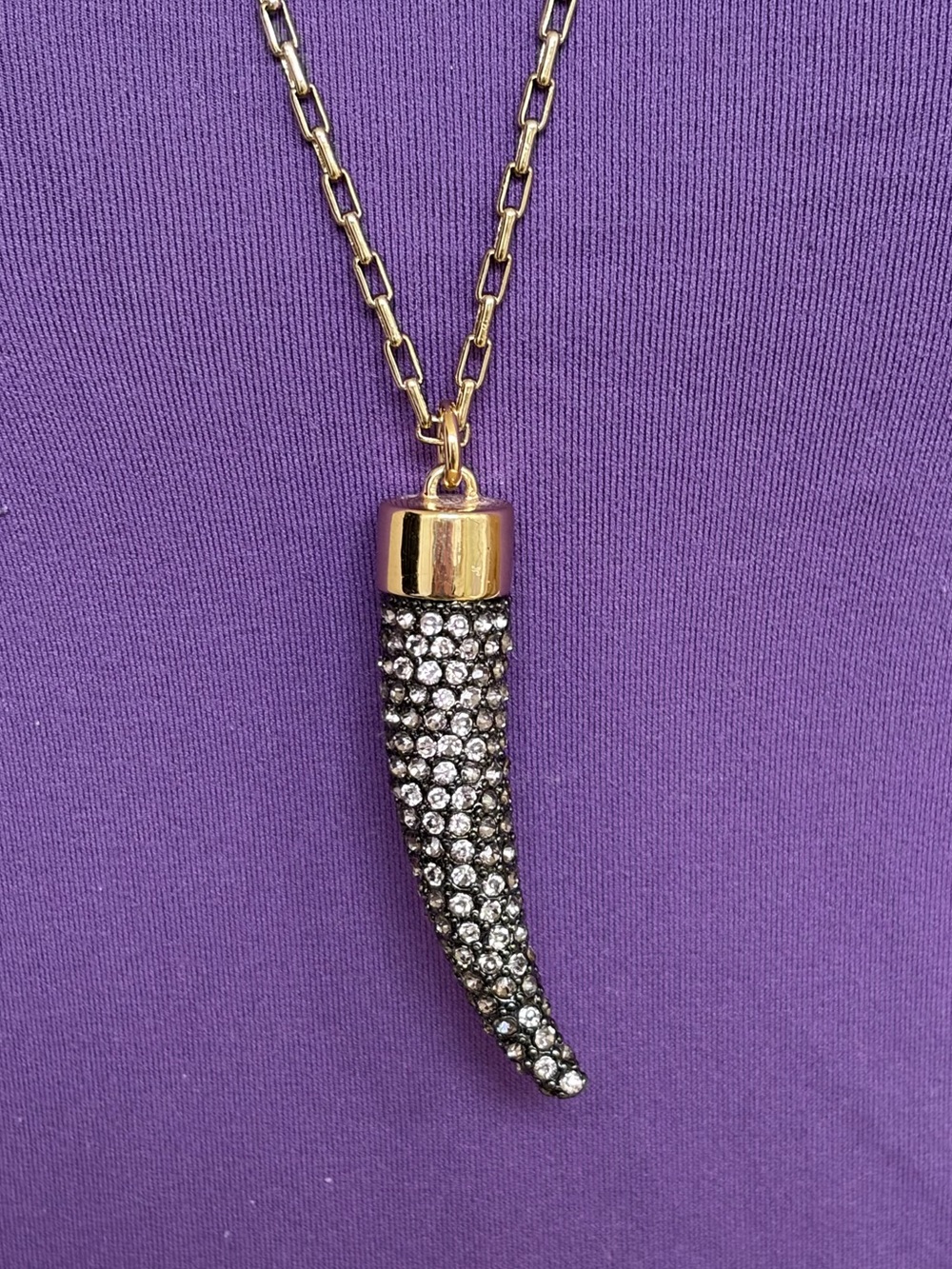 Banana Republic Paveβ Crystal Horn Pendant Goldtone Necklace